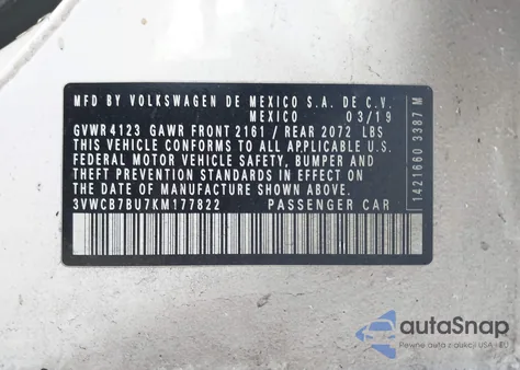 2019 Volkswagen Jetta 1.4T R-Line/1.4T S/1.4T Se from USA, damaged, VIN 3VWCB7BU7KM177822